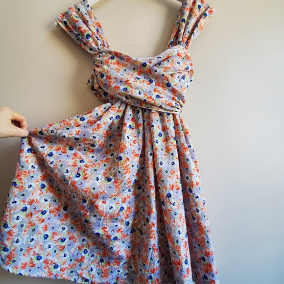 Johnny Martin floral dress with straps tie back, drape bust details, size 1 - Picture 3 of 8